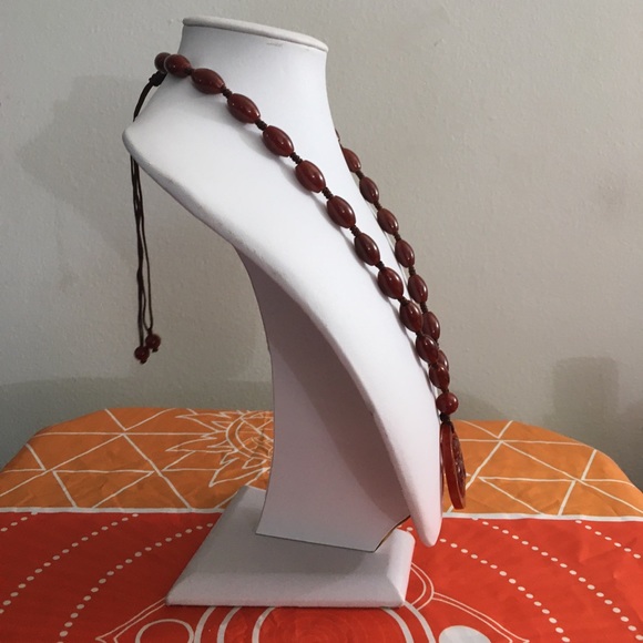 Carved Dragon Asian Natural Carnelian Necklace - Picture 5 of 12